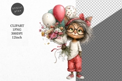 Cat Clipart, Valentines Day Clipart, Whimsical Clipart, Product Image 1