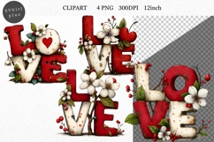 Love Clipart, Valentines Day Clipart, Whimsical Product Image 1