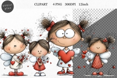 Girl Angel Clipart, Valentines Day Clipart, Whimsical Product Image 1