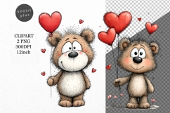 Bear Clipart, Valentines Day Clipart, Whimsical Clipar Product Image 1