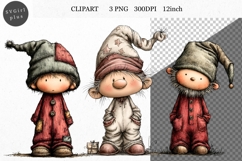Gnome Clipart, Winter Gnome, Whimsical Clipart Product Image 1