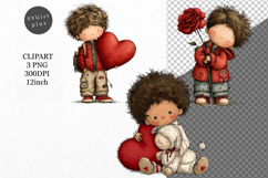 Boy Clipart, Valentines Day Clipart, Whimsical Product Image 1