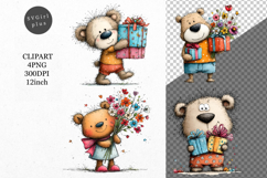 Teddy Bear Clipart, Spring PNG, Whimsical Clipart Product Image 1