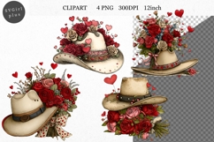 Cowboy hat Clipart, Valentines Day Clipart, Whimsical Product Image 1
