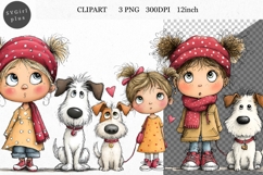 Girl and dog PNG, Girl Clipart, Whimsical Clipart Product Image 1