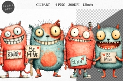 Cat Clipart, Valentines Day Clipart, Whimsical Clipar Product Image 1