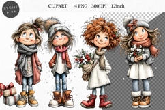 Girl PNG, Christmas Clipart, Whimsical Clipart Product Image 1