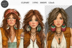 Girl PNG, Boho Girl Clipart, Whimsical Clipart Product Image 1