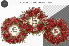 Floral wreath PNG, Mother's Day PNG, Whimsical Clipart, Product Image 1