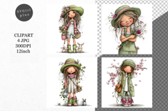 Spring Girl, Whimsical JPG, JPG, Junk journal, Product Image 1