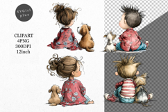 Kid and dog PNG, Kids Clipart, Whimsical Clipart Product Image 1