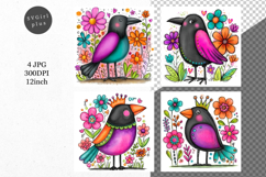 Crow, Whimsical JPG, JPG, Junk journal, Product Image 1
