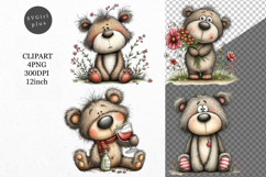 Teddy Bear Clipart, Valentines Day Clipart, Whimsical Clipar Product Image 1