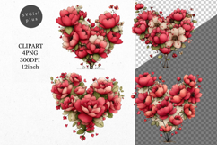 Rose heart PNG, Mother's Day PNG, Whimsical Clipart, Product Image 1