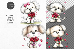 Dog Clipart, Valentines Day Clipart, Whimsical Product Image 1