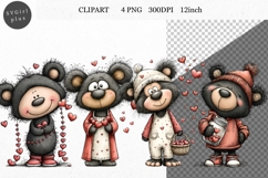 Teddy Bear Clipart, Valentines Day Clipart, Whimsical Clipar Product Image 1