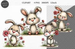 Bunny Clipart, Easter Clipart, Whimsical Clipart, Product Image 1