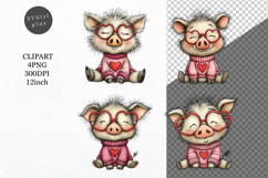 Pig Clipart, Valentines Day Clipart, Whimsical Clipart Product Image 1