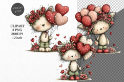 Cat Clipart, Valentines Day Clipart, Whimsical Clipart, Product Image 1