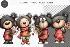 Teddy Bear Clipart, Valentines Day Clipart, Whimsical Clipar Product Image 1
