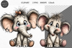 Elephant Clipart, Animals Clipart, Whimsical Clipart Product Image 1