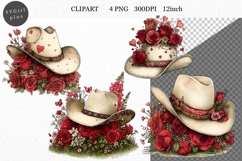 Cowboy hat Clipart, Valentines Day Clipart, Whimsical Product Image 1