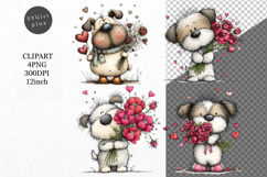 Dog Clipart, Valentines Day Clipart, Whimsical Product Image 1