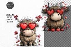 Cow Clipart, Valentines Day Clipart, Whimsical Clipart Product Image 1