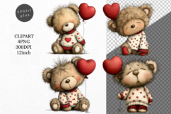 Teddy Bear Clipart, Valentines Day Clipart, Whimsical Clipar Product Image 1