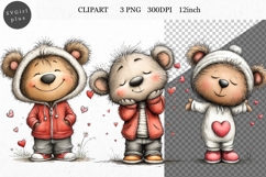 Teddy Bear Clipart, Valentines Day Clipart, Whimsical Clipar Product Image 1