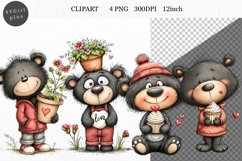 Teddy Bear Clipart, Valentines Day Clipart, Whimsical Clipar Product Image 1