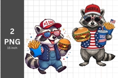 Patriotic PNG, USA PNG, 4th of July, Raccoon PNG Product Image 1