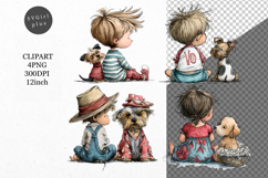 Kid and dog PNG, Kids Clipart, Whimsical Clipart Product Image 1