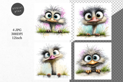Ostrich JPG, Peeking ostrich, Whimsical JPG, Product Image 1