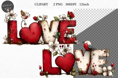 Love Clipart, Valentines Day Clipart, Whimsical Product Image 1