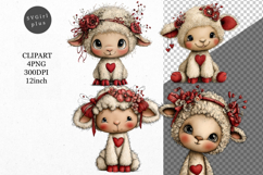 Lamb Clipart, Valentines Day Clipart, Whimsical Product Image 1