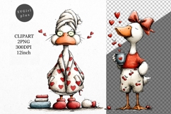 Goose Clipart, Valentines Day Clipart, Whimsical Clipart Product Image 1