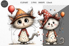 Cat Clipart, Whimsical Clipart, Product Image 1