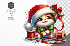 Christmas clipart| Kitten clipart |Christmas sublimation Product Image 1