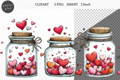 Glass Jar Clipart, Valentines Day Clipart, Whimsical Product Image 1