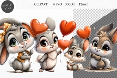 Bunny Clipart, Valentines Day Clipart, Whimsical Clipart Product Image 1