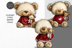 Teddy Bear Clipart, Valentines Day Clipart, Whimsical Clipar Product Image 1