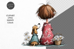 Kid and dog PNG, Kids Clipart, Whimsical Clipart Product Image 1