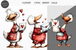 Duck Clipart, Valentines Day Clipart, Whimsical Clipar Product Image 1
