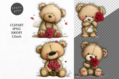 Teddy Bear Clipart, Valentines Day Clipart, Whimsical Product Image 1