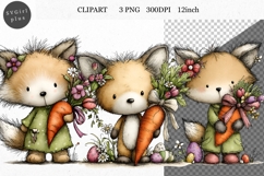 Fox Clipart, Easter Clipart, Whimsical Clipart Product Image 1