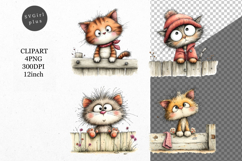 Kitten Clipart, Whimsical Clipart, Product Image 1