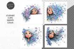 Peeking Girl, Whimsical JPG, JPG, Junk journal, Product Image 1