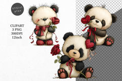 Panda Clipart, Valentines Day Clipart, Whimsical Product Image 1