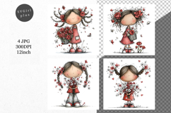 Girl with flowers, Whimsical JPG, JPG, Junk journal, Product Image 1